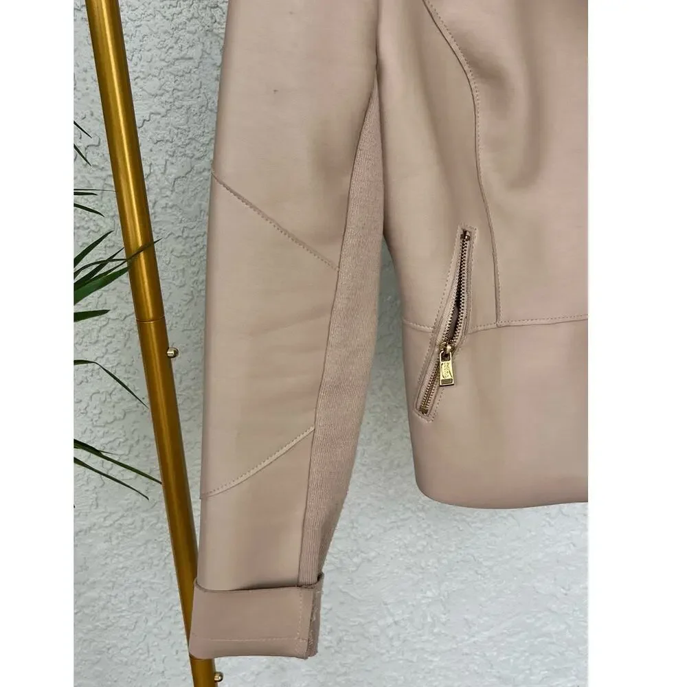 Guess Cream Tan Vegan Leather Biker Jacket – Size Medium w Flaws - Picture 3 of 14